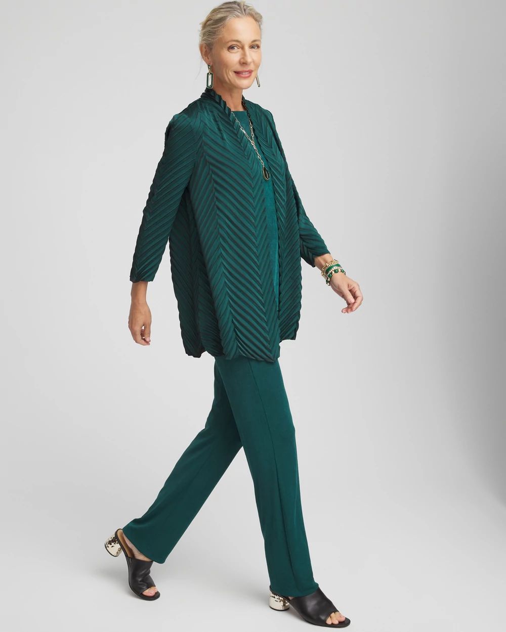 ジャケット W'S TRAVELER JACKET_Green color Travelers™ Collection Pleated Jacket | Chico's